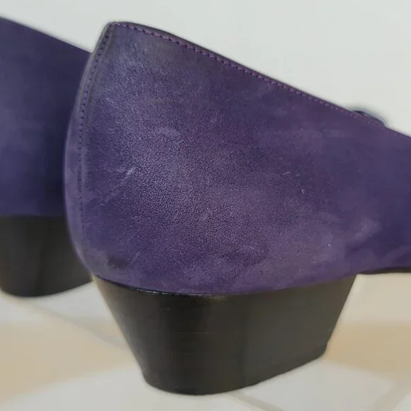 Vintage Salvatore Ferragamo Purple Nubuck Vara Plate Bow Low-Heel Pump Shoes 9AA - Picture 9 of 16
